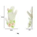 Stump-shaped wall hook in off-white with pink rose and green leaf details - Single Hook / White