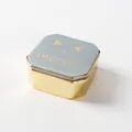 Schmuckkästchen mit Katzenmotiv, blauem Keramikdeckel und goldenem Meow-Schriftzug - Nebelblau Katze
