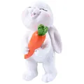 Cartoon white rabbit figurine holding carrot, resin desktop ornament with hair texture - White Rabbit with Carrot