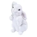 Cute white bunny figurine with pink ears and resin texture for wall hook decoration - White Rabbit Waving