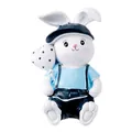 Cute cartoon rabbit plug hook in blue shirt and heart balloon for wall cable storage - Overalls Blue Rabbit