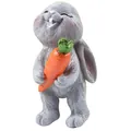Cartoon grey resin rabbit holding a bright carrot decorative ornament for desk - Grey Rabbit with Carrot
