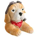 Cartoon-Hundehaken im Vintage-Pilotenstil mit Schutzbrille und rotem Schal - Fliegerbrille Stil B