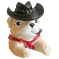 Bulldogge-Steckdosenhalter im Cowboy-Stil mit schwarzem Hut und rotem Schal Wandhaken - Cowboyhut Pfeife Stil C