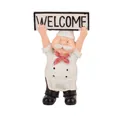 Statuetta di chef in resina con cartello di benvenuto per decorazione casa e cucina - Stile Benvenuto