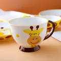 Tazza in ceramica bianca con giraffa gialla dipinta a mano e manico marrone scuro - Stile Giraffa