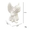 Statuina angioletto bianco in resina seduto, altezza 6,7 cm, peso 70 g decorazione - Modello B / Bianco