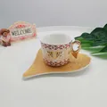 Tasse à café en céramique style européen avec motif losange et soucoupe aile dorée - Style Losange B
