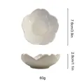 White cherry blossom shaped ceramic dipping sauce dish with size and weight dimensions - Cotton White