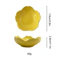 Bright yellow flower ceramic dipping bowl 3.9 inch mini sauce dish for kitchen - Lemon Yellow