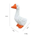 Detailed size specifications of white wooden goose ornament showing dimensions and weight - Peace Goose Style / Red