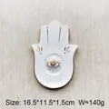 Vassoio per gioielli a mano di Hamsa in ceramica bianca con malocchio oro, 16,5x11,5cm - Malocchio (Bianco) / Bianco