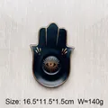 Vassoio per gioielli Hamsa in ceramica nera con decoro dorato dell'occhio del male - Stile Malocchio (Nero) / Nero