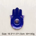 Piatto per gioielli Hamsa in ceramica blu con occhio greco e bordi dorati - Stile Malocchio (Blu Reale) / Blu Zaffiro