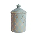 Barattolo in ceramica azzurro con motivo a quadrifoglio dorato e coperchio - Stile Geometrico Blu Chiaro (C款)