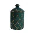 Lussuoso barattolo in ceramica verde scuro con motivi geometrici dorati e coperchio - Stile Geometrico Verde Scuro (D款)