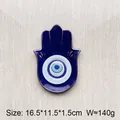 Vassoio per gioielli mano di Fatima in ceramica blu con occhio e bordo oro - Stile Occhio di Fatima (Blu Reale)