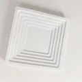 Minimalistisch wit vierkant dienblad van hars met geometrische treden voor sieraden - Vierkant