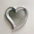 Irregular silver heart-shaped metal jewelry tray with a premium matte finish - Silver Heart