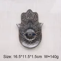 Bandeja de cerámica Mano de Fátima para joyas con mandala negro y ojo turco, 16,5x11,5 cm - Negro