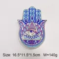 Hamsa hand keramische sieradenschaal met boze oog en gouden rand in blauw en paars - Blauw Stijl A Alziend Oog