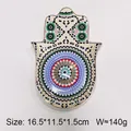 Hamsa hand sieraden tray van keramiek met kleurrijk mandala patroon en gouden rand - Groot Rond Stijl C Meerkleurig Mandala