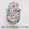 Hamsa hand keramische sieradenschaal met roze mandala patroon en gouden rand - Bloemen Stijl D Mandala Geometrisch
