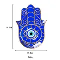 Vassoio Mano di Fatima blu con occhio greco, dimensioni 16,5cm per 11,5cm - YJSSD020 Blu Scuro Bordo Dorato Mano