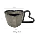 Grey brushed heart-shaped ceramic mug with black rim and 300ml capacity specifications - Heart Cup / Black Stripe
