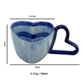 Blue heart-shaped ceramic mug with watercolor stripes, 300ml capacity and heart handle - Heart Cup / Blue Stripe