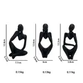 Three-piece set of matte black abstract thinker figurines for office shelf decor - Black