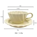 Service à café en céramique crème avec texture coquillage et capacité de 250 ml - Service tasse et soucoupe / Blanc Cassé