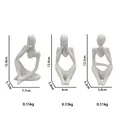 Three-piece set of abstract resin figurines with detailed size and weight specifications - White