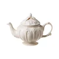 Tetera vintage de cerámica europea con elegantes relieves blancos y detalles dorados - Tetera de Atenas / Blanco Roto