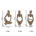 Three-piece set of abstract thinker statues with sandstone texture for office decor - Sandstone Color