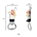 Front and side views of chef bottle opener with precise dimensions and weight specs - Traditional Painted Chef (Model D)