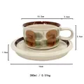 Cream vintage ceramic coffee cup with brown berry motif and 280ml capacity - Brown Floral Graffiti