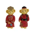 Imanes de nevera de osos de peluche estilo boda china con trajes tradicionales rojos - Pareja de Osos de Boda Tradicional China