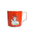 Tazza creativa in ceramica rossa con ritratto classico e manico geometrico - Mug Ritratto Corallo Rosso (Stile A)
