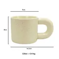 Chubby cream ceramic mug with brown ink splash pattern and round thick handle - Beige (Sesame Glaze)