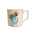 Tazza in ceramica Poseidon con stampa di scultura blu e bordo dorato di lusso - Mug Ritratto Conchiglia Beige (Stile C)