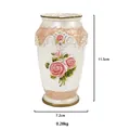 Portapenne vintage in resina bianca con rose rosa in rilievo e bordi dorati eleganti - Rosa in Rilievo Europea (128-BT83)