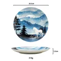 Piatto piano nordico in ceramica con design di montagna stellata e unicorno - Unicorno Tipo C