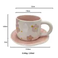 Ceramic 250ml coffee cup and saucer set with hand-painted pink floral pattern - Pink Cherry Blossom