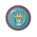 Piatto in ceramica con ritratto corona gialla e bordo ondulato rosso decorativo - Piatto Ritratto Corona Blu Chiaro (Stile B)
