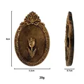 Detailed dimensions of antique gold incense holder with vintage tulip relief pattern - Incense Tray / Style A