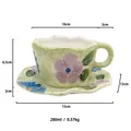 Service à café en céramique verte peinte à la main avec motifs floraux en relief - Vert