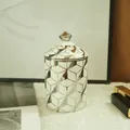 White ceramic aromatherapy jar with silver geometric patterns and a cone handle - Small (350ml) / White Silver (Style C)