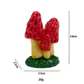 Miniature resin mushroom ornament dimensions detail showing height 4.8cm and base width 3.3cm - Red Morel Style Mushroom Cluster