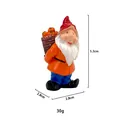 Miniature garden gnome statue with dimensions 5.3cm height and 30g weight details - Gnome with Backpack